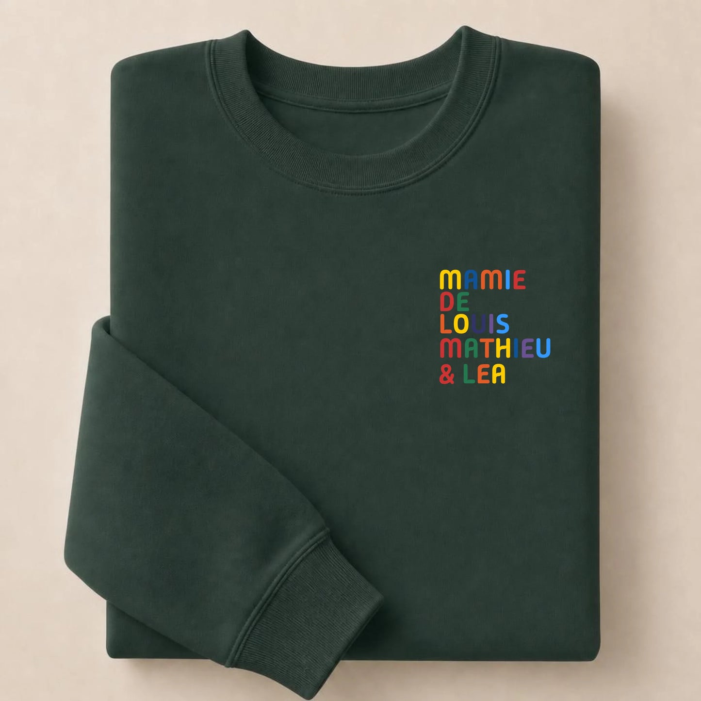 Pull personnalisé Mamie - Prénoms multicolore brodé – vue 13