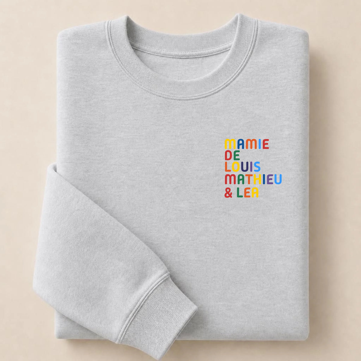 Pull personnalisé Mamie - Prénoms multicolore brodé – vue 14