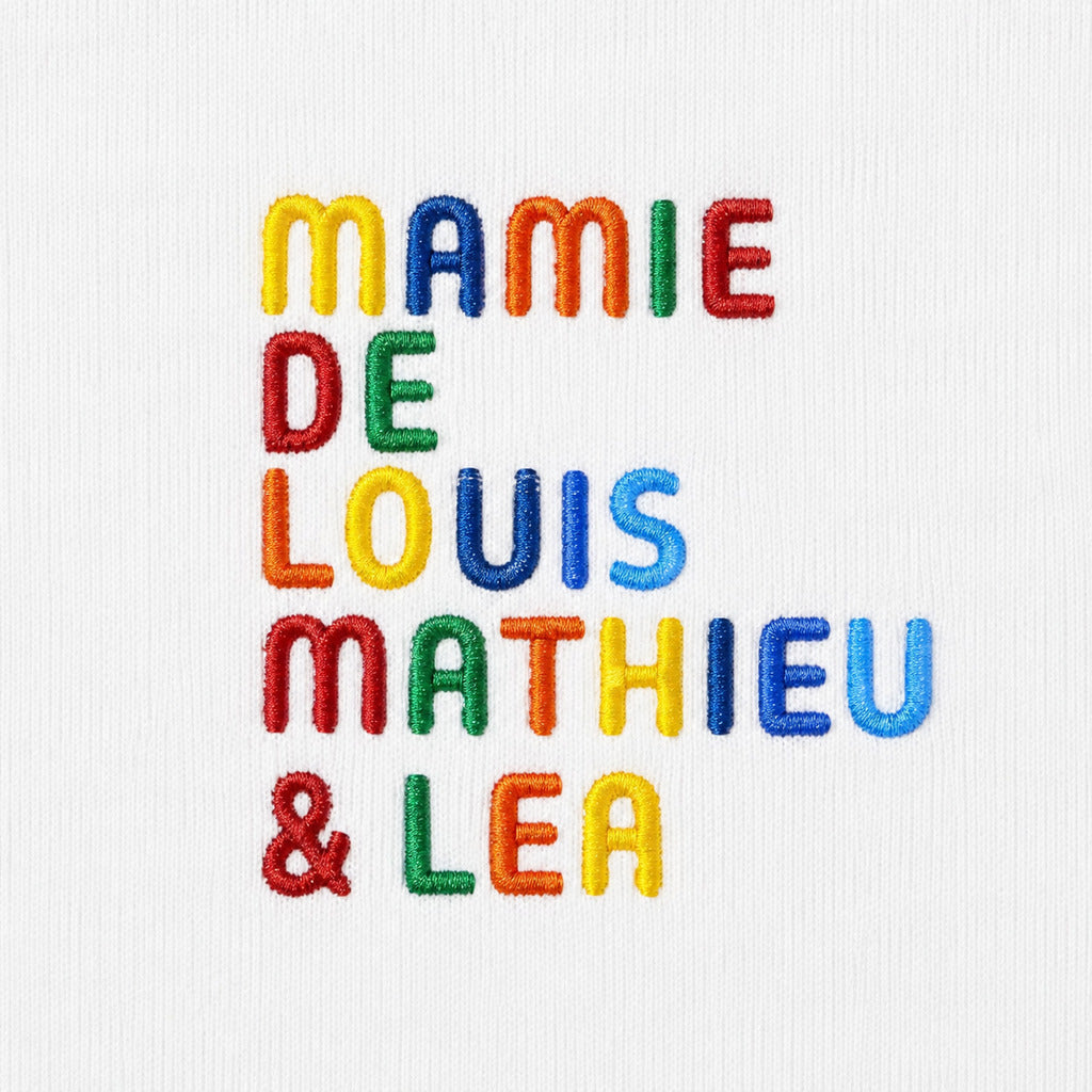 Pull personnalisé Mamie - Prénoms multicolore brodé