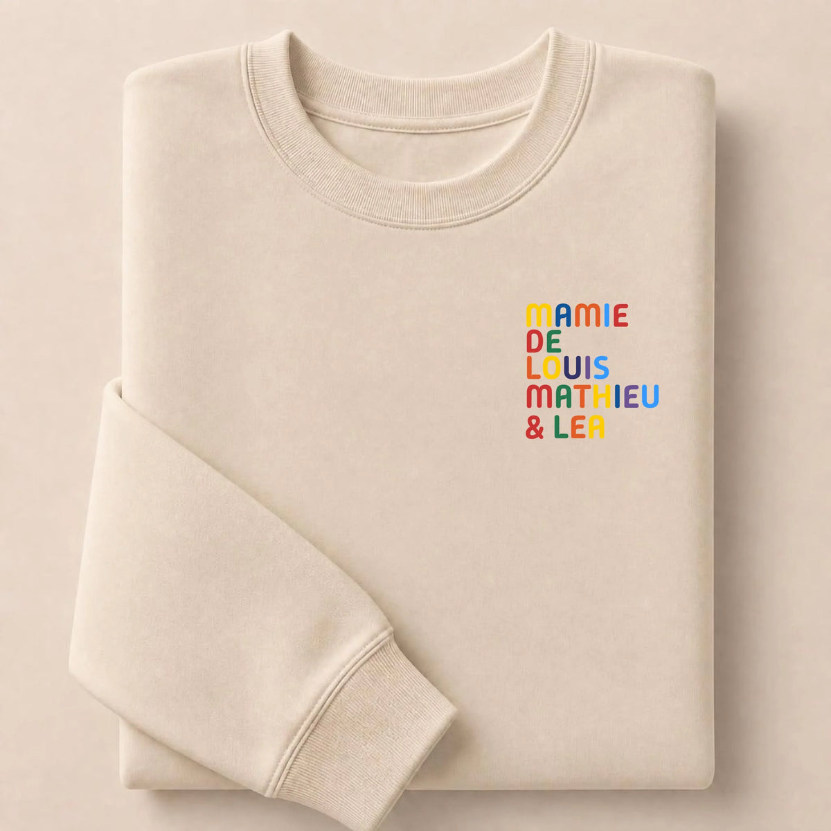 Pull personnalisé Mamie - Prénoms multicolore brodé – vue 5