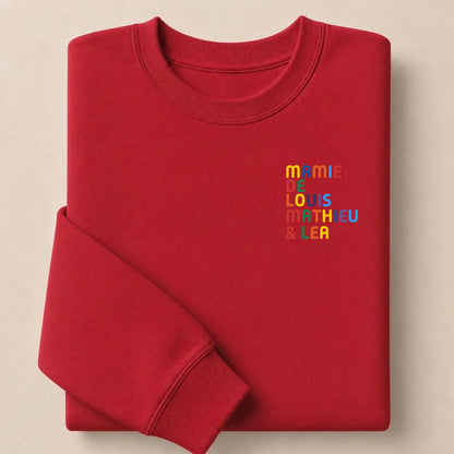 Pull personnalisé Mamie - Prénoms multicolore brodé – vue 6