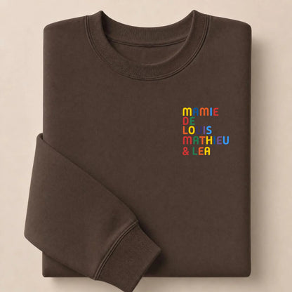Pull personnalisé Mamie - Prénoms multicolore brodé – vue 8