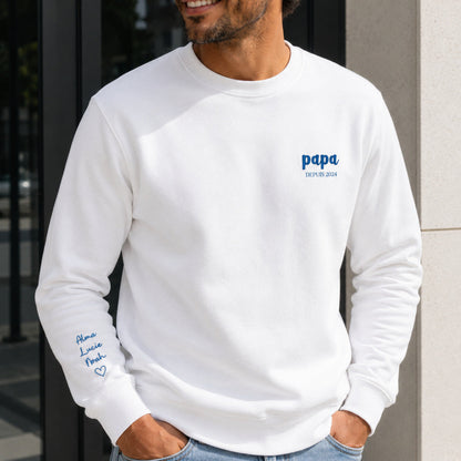 Sweat personnalisé papa brodé - Papa depuis et prénoms des enfants – vue 2