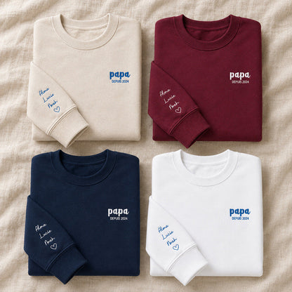 Sweat personnalisé papa brodé - Papa depuis et prénoms des enfants – vue 3