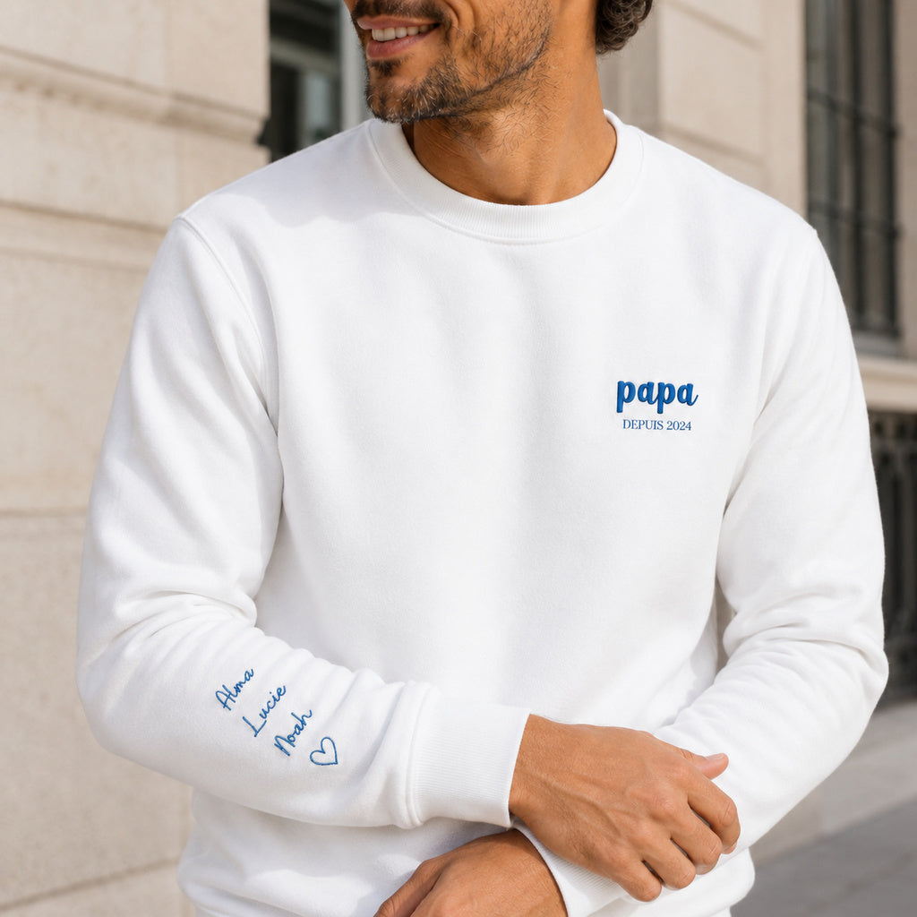 Sweat personnalisé papa brodé - Papa depuis et prénoms des enfants – vue 4