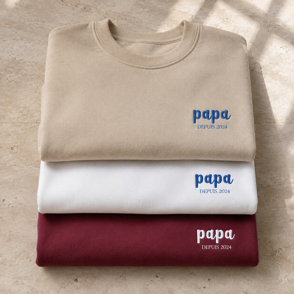 Sweat personnalisé papa brodé - Papa depuis et prénoms des enfants – vue 8