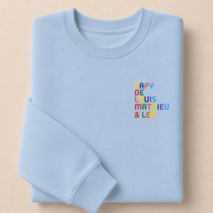 Pull personnalisé Papy - Prénoms multicolore brodé – vue 10
