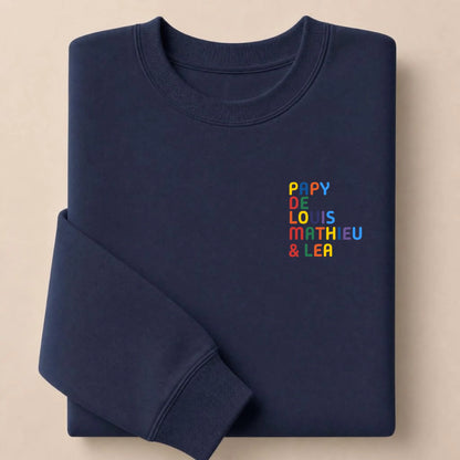 Pull personnalisé Papy - Prénoms multicolore brodé – vue 11
