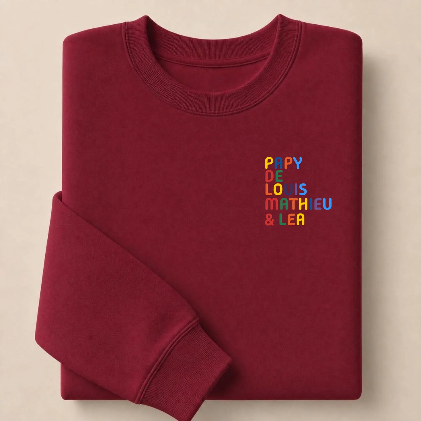 Pull personnalisé Papy - Prénoms multicolore brodé – vue 12