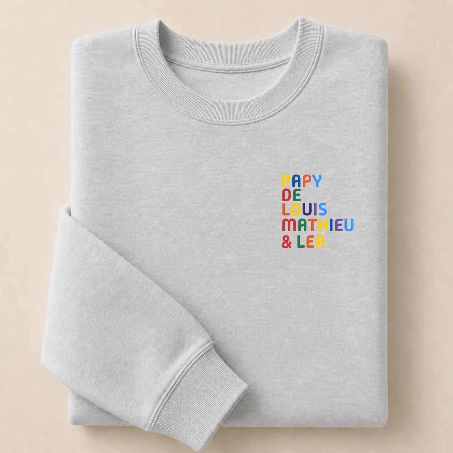 Pull personnalisé Papy - Prénoms multicolore brodé – vue 14