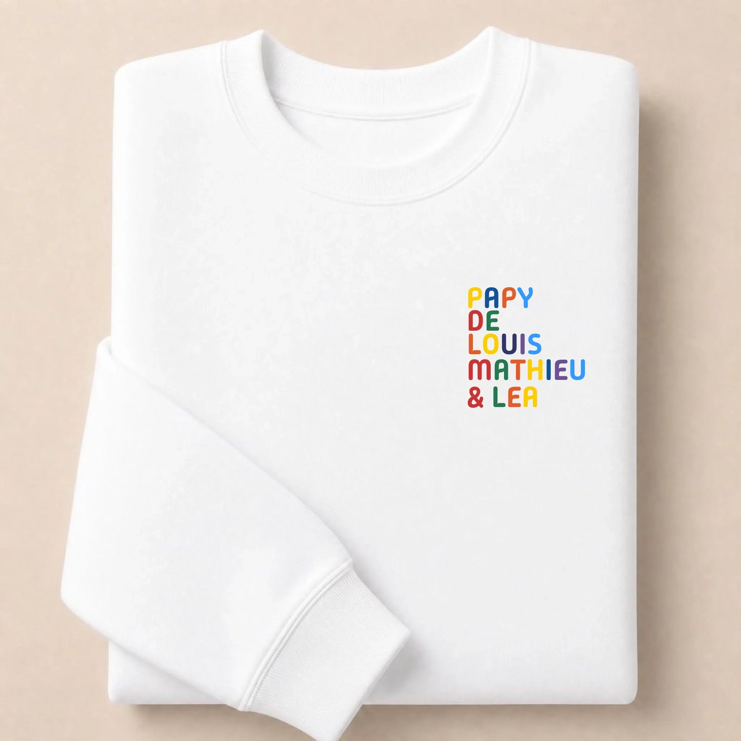 Pull personnalisé Papy - Prénoms multicolore brodé – vue 2
