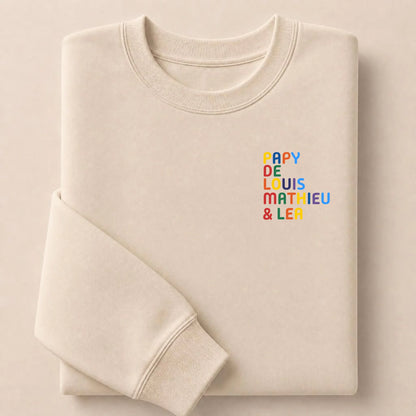Pull personnalisé Papy - Prénoms multicolore brodé – vue 5