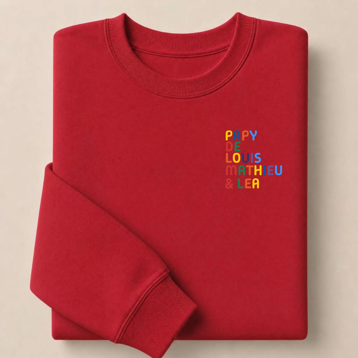 Pull personnalisé Papy - Prénoms multicolore brodé – vue 6