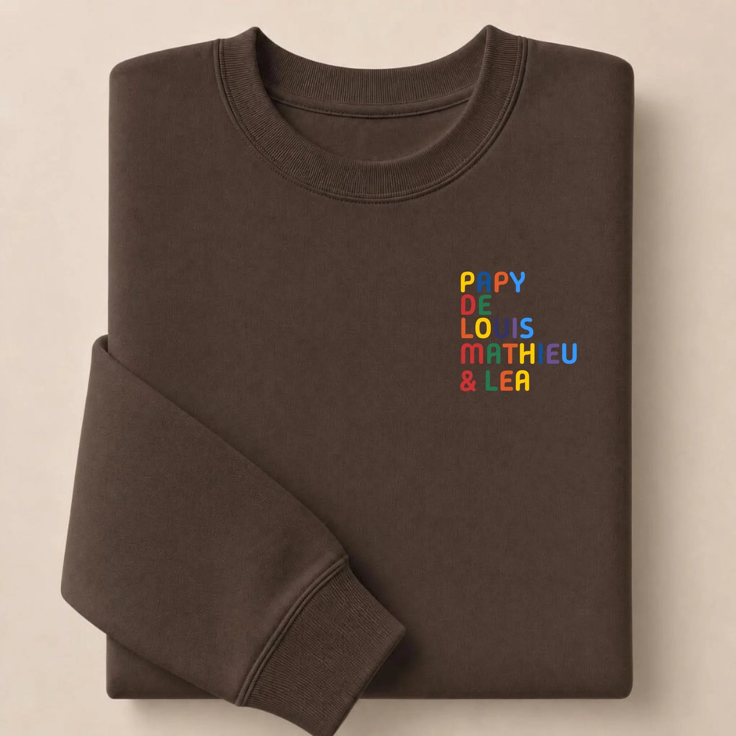 Pull personnalisé Papy - Prénoms multicolore brodé – vue 8
