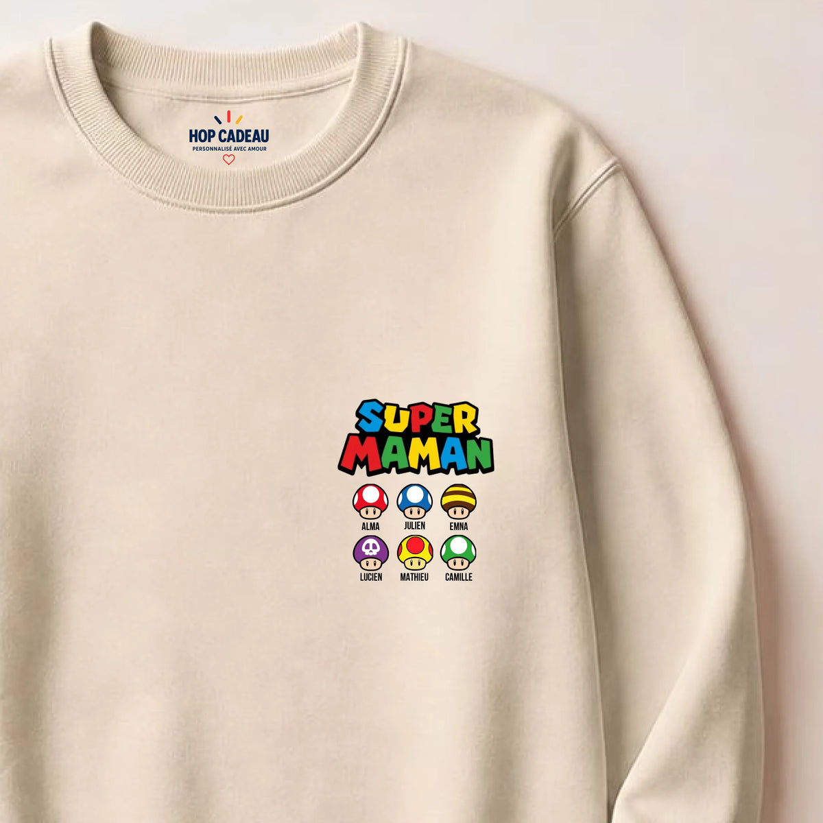 Pull Super Maman personnalisé – Prénoms des enfants – vue 11