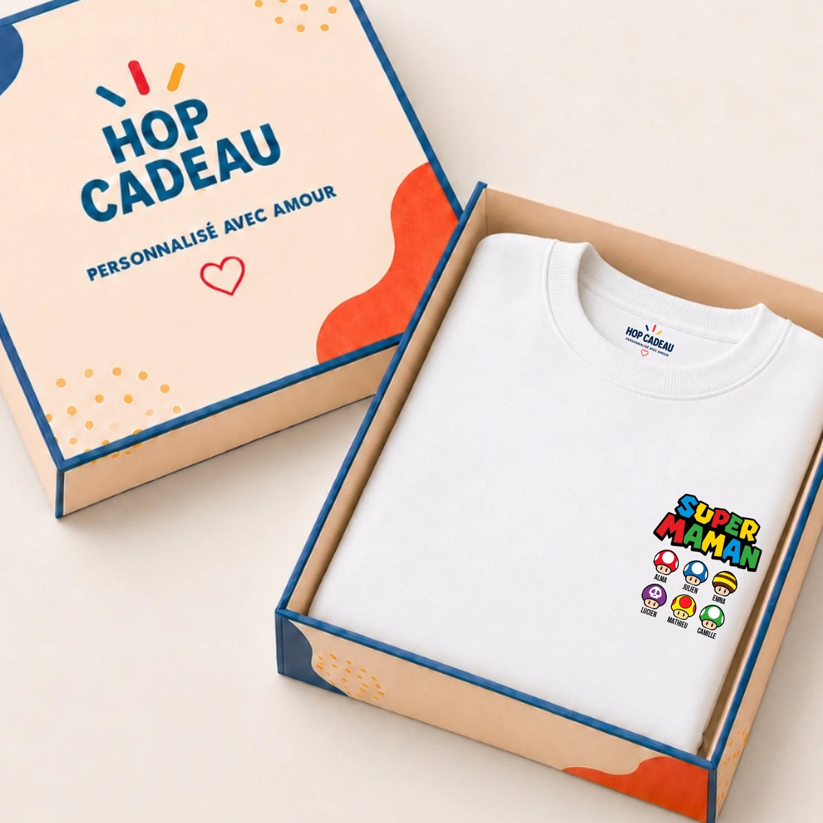 Pull Super Maman personnalisé – Prénoms des enfants – vue 2