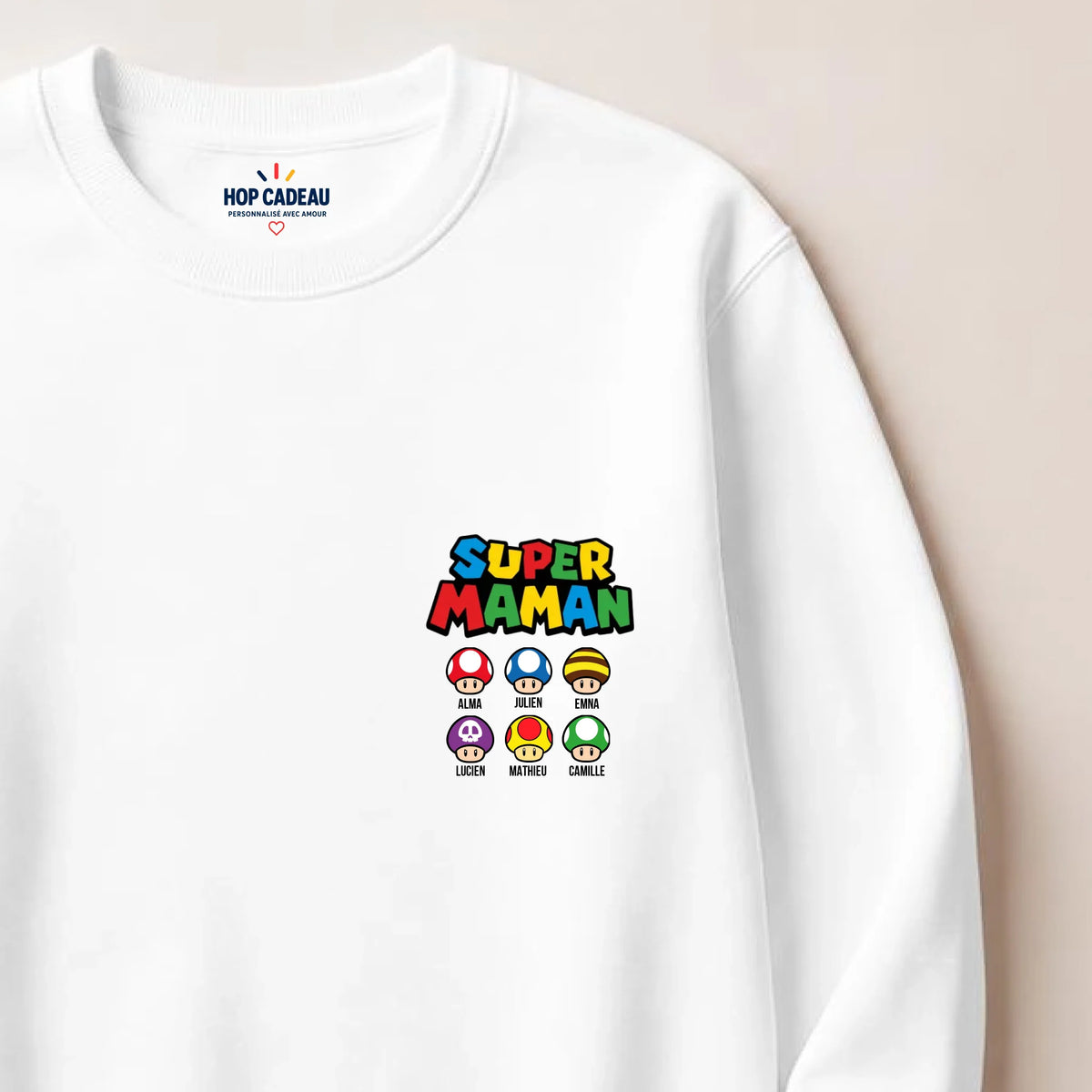 Pull Super Maman personnalisé – Prénoms des enfants – vue 5