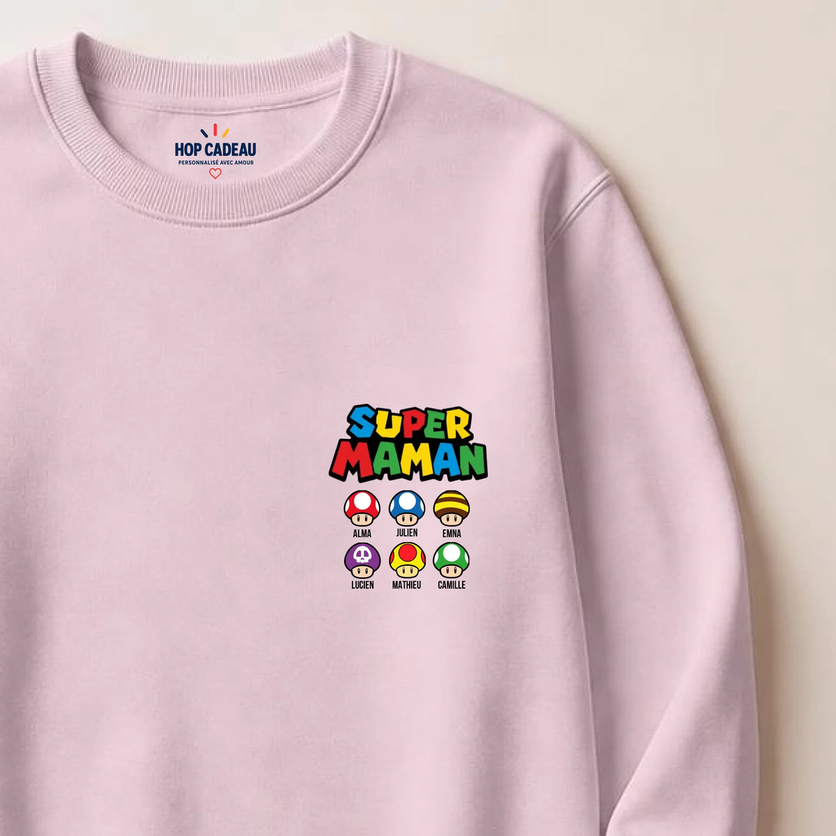 Pull Super Maman personnalisé – Prénoms des enfants – vue 6