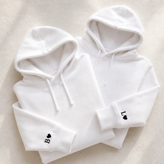 Sweat à capuche couple assorti personnalisé brodé – vue 2