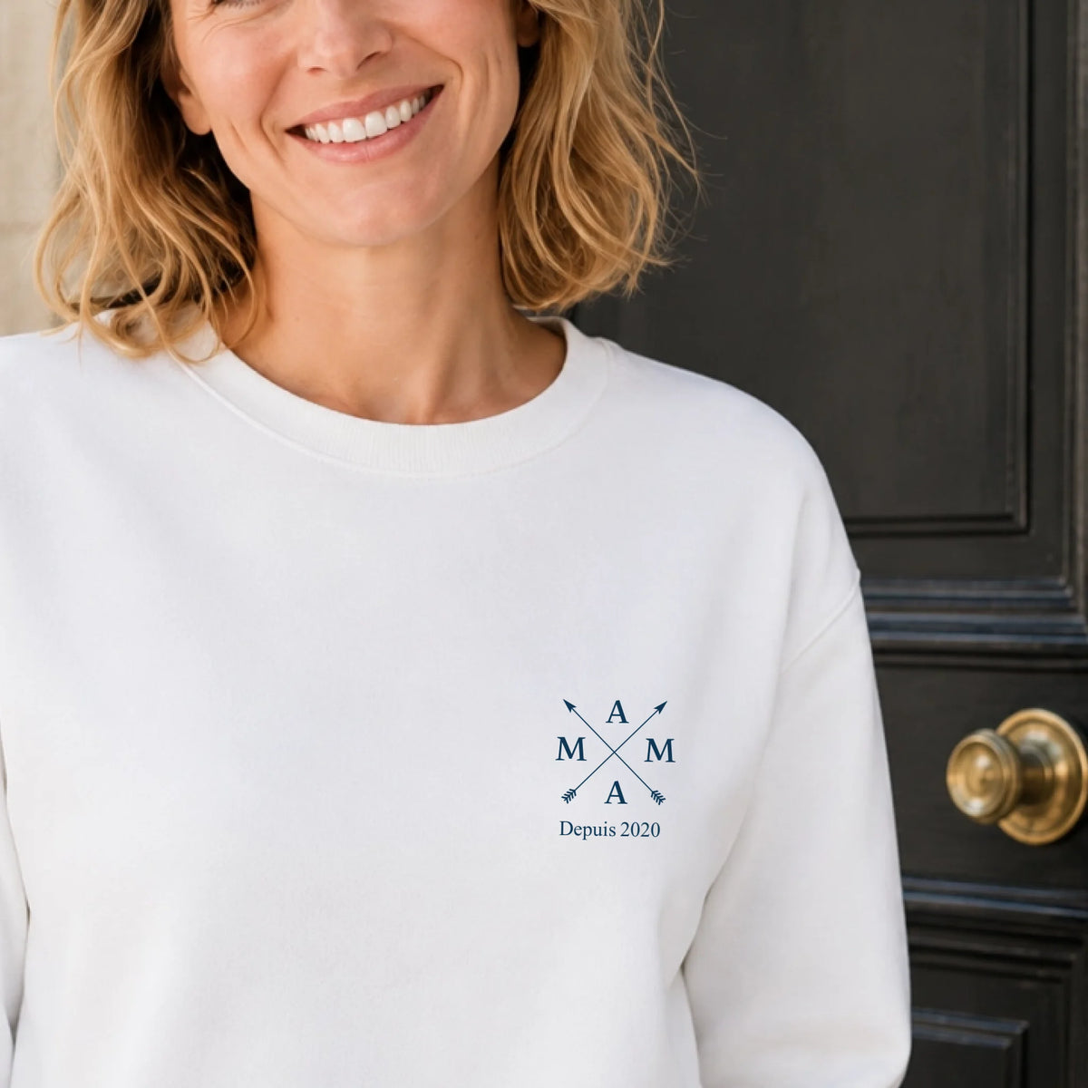 Sweat à capuche Mama personnalisé – Monogramme et année – vue 11