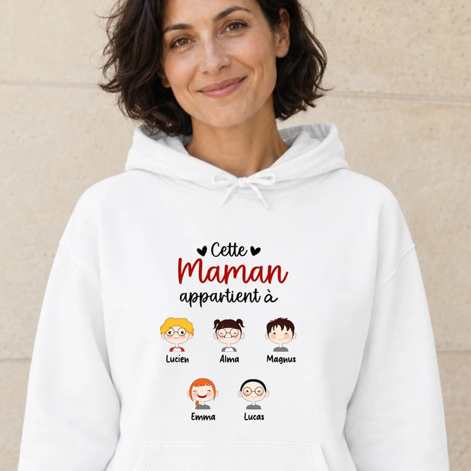Sweat à capuche Maman personnalisé – Cette Maman appartient à