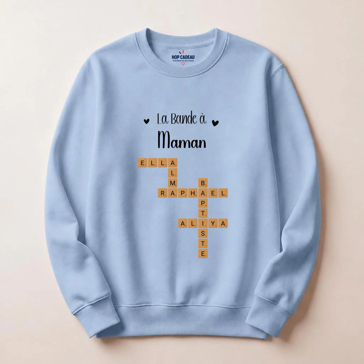 Sweat à capuche Maman personnalisé – Prénoms façon Scrabble – vue 16