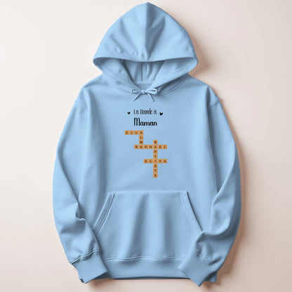 Sweat à capuche Maman personnalisé – Prénoms façon Scrabble – vue 4