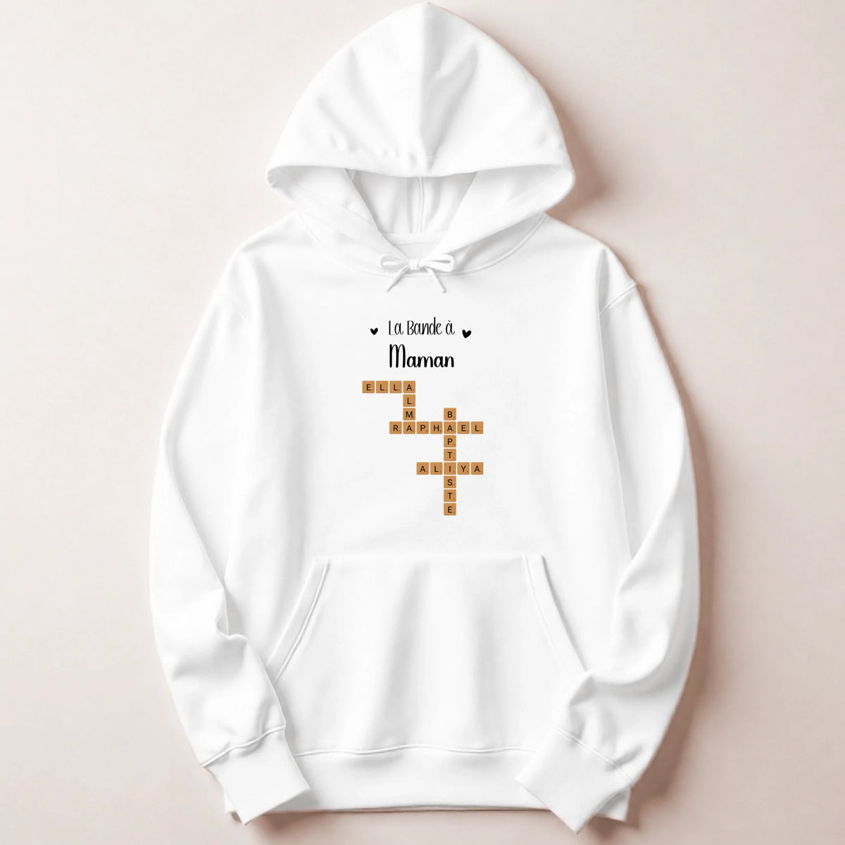 Sweat à capuche Maman personnalisé – Prénoms façon Scrabble – vue 5