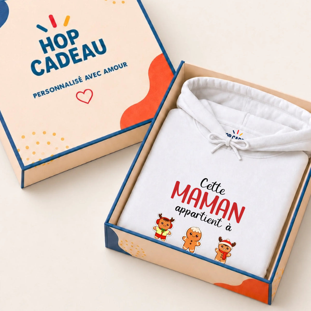 Sweat à capuche de Noël Maman personnalisé – Pain d’épice – vue 2