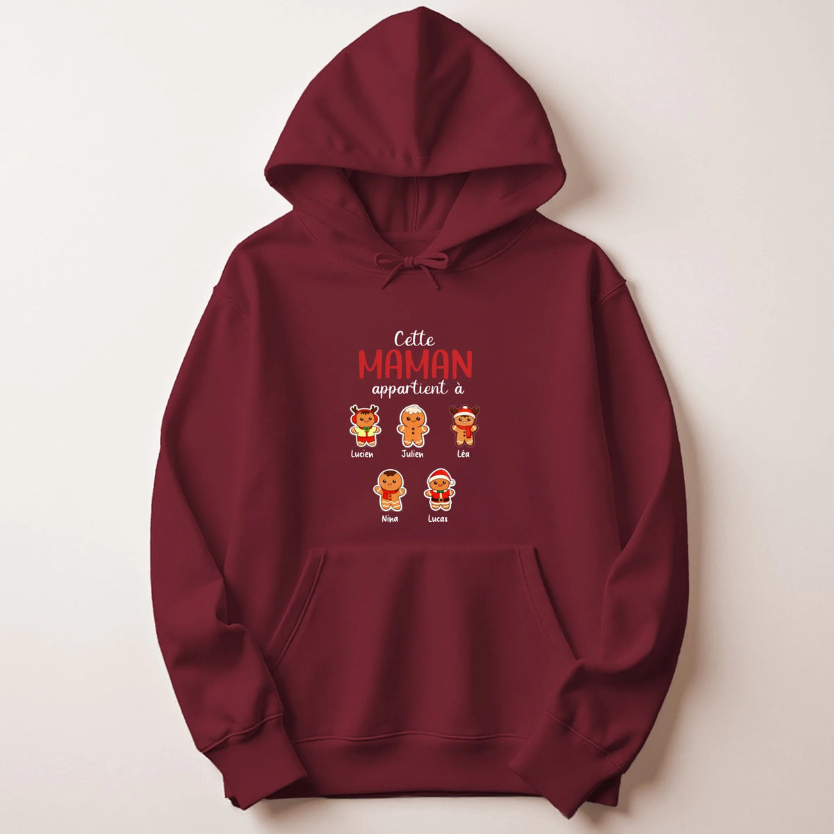 Sweat à capuche de Noël Maman personnalisé – Pain d’épice – vue 5