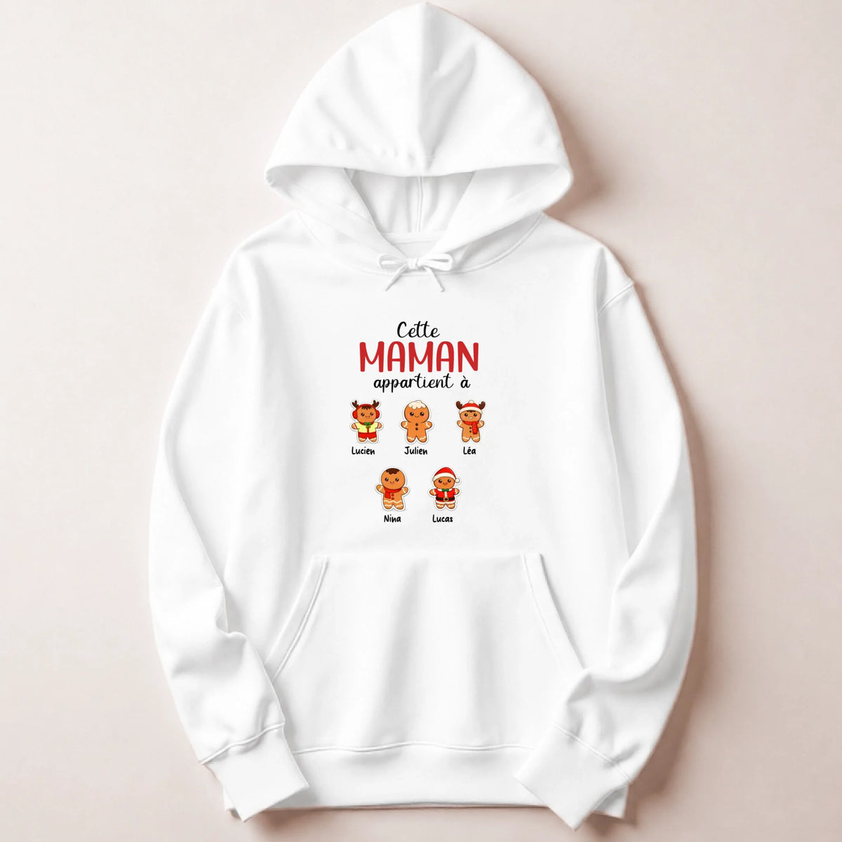 Sweat à capuche de Noël Maman personnalisé – Pain d’épice – vue 8