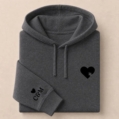 Sweat à capuche personnalisé couple broderie – Hoodie Broderie Droite Rouge