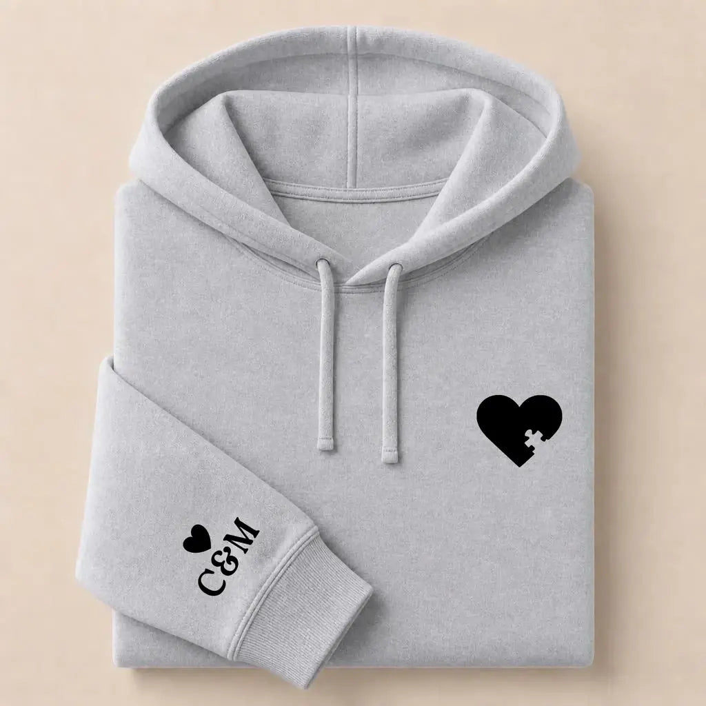 Sweat à capuche personnalisé couple broderie – Hoodie Broderie Droite Rouge