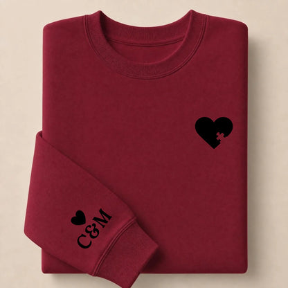 Sweat à capuche personnalisé couple broderie – Hoodie Broderie Droite Rouge