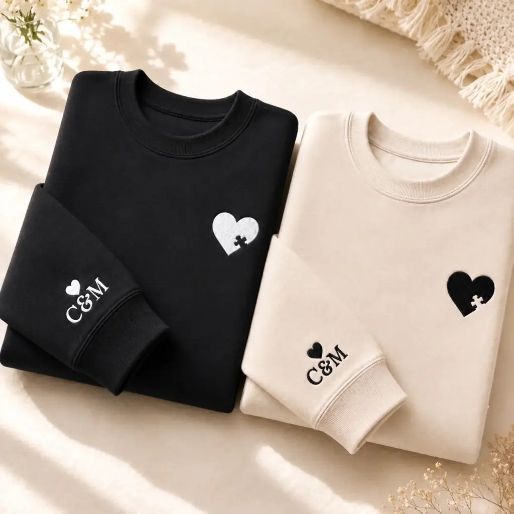 Sweat à capuche personnalisé couple broderie – vue 43