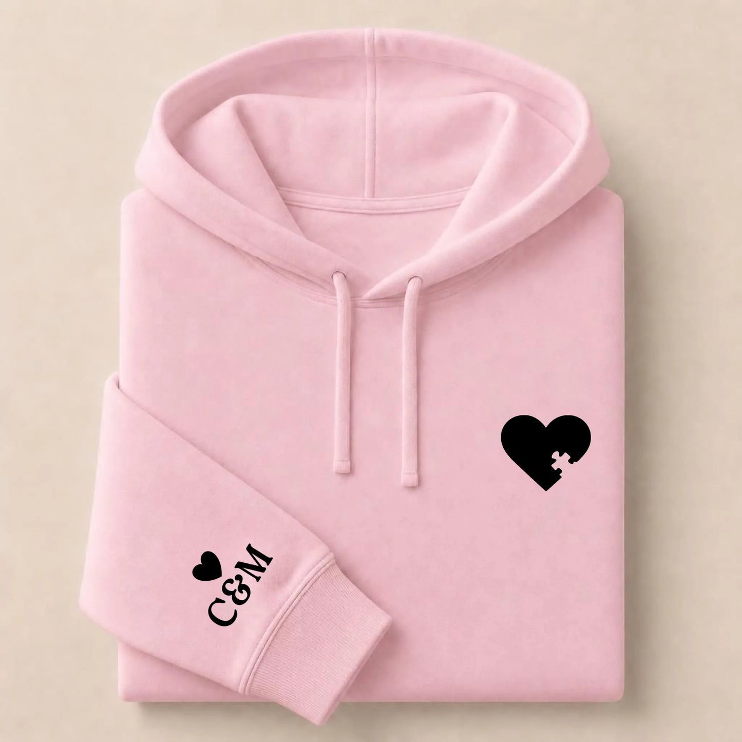 Sweat à capuche personnalisé couple broderie – Hoodie Broderie Droite Rouge