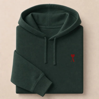 Sweat à capuche personnalisé couple initiale – Hoodie Broderie Droite Rouge
