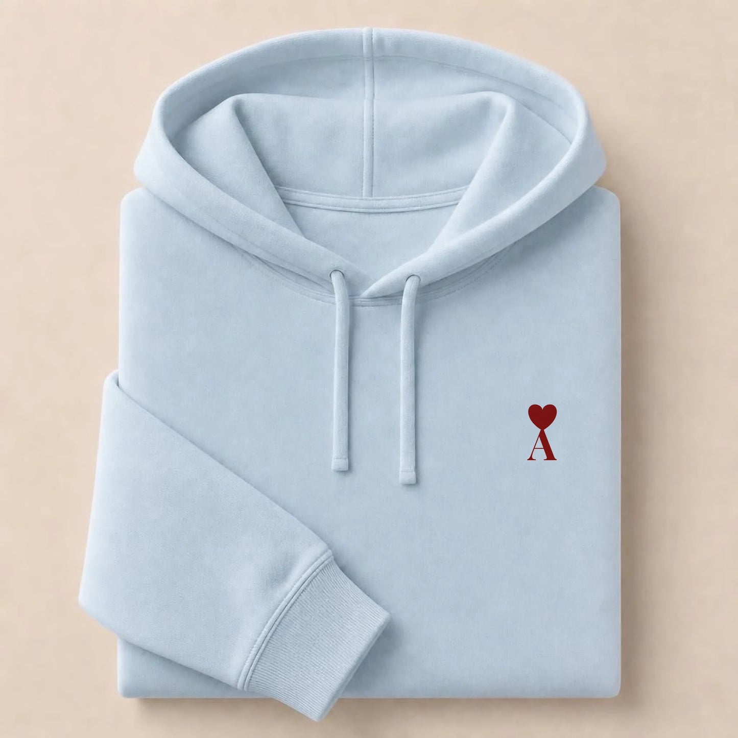 Sweat à capuche personnalisé couple initiale – Hoodie Broderie Droite Rouge