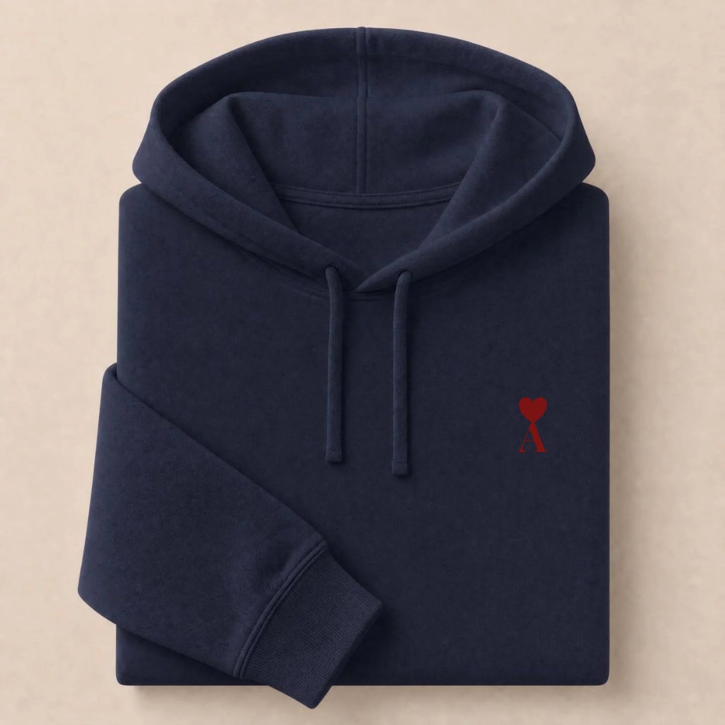 Sweat à capuche personnalisé couple initiale – Hoodie Broderie Droite Rouge