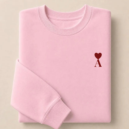Sweat à capuche personnalisé couple initiale – Hoodie Broderie Droite Rouge