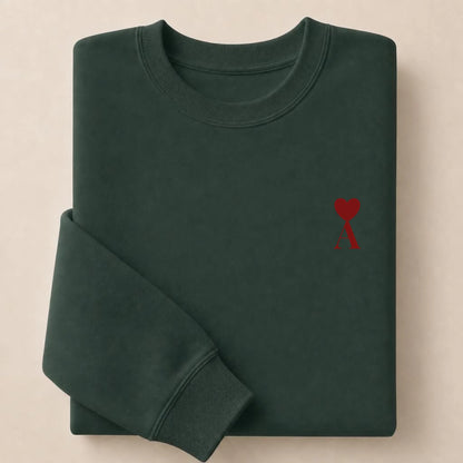 Sweat à capuche personnalisé couple initiale – Hoodie Broderie Droite Rouge