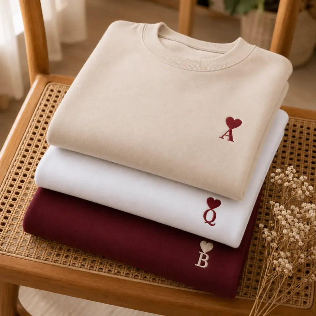 Sweat à capuche personnalisé couple initiale – vue 38