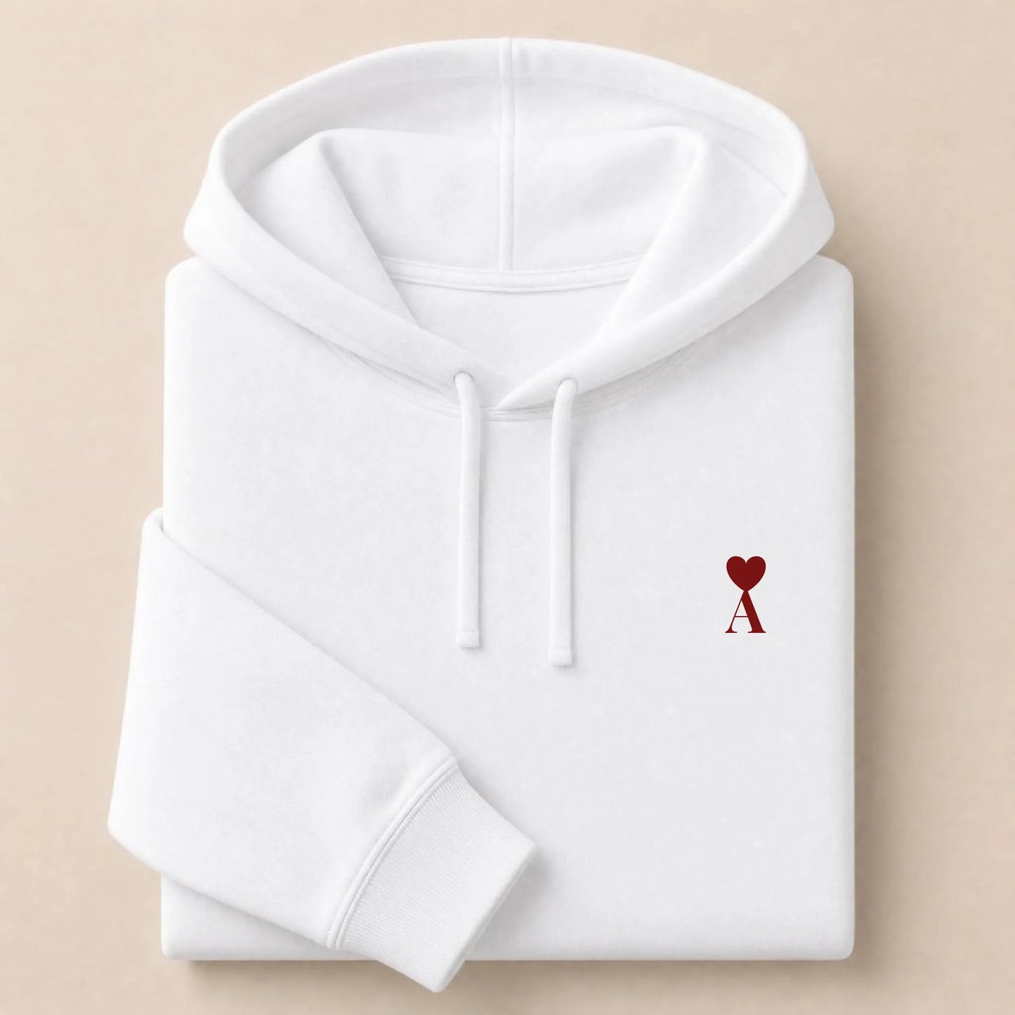 Sweat à capuche personnalisé couple initiale – Hoodie Broderie Droite Rouge