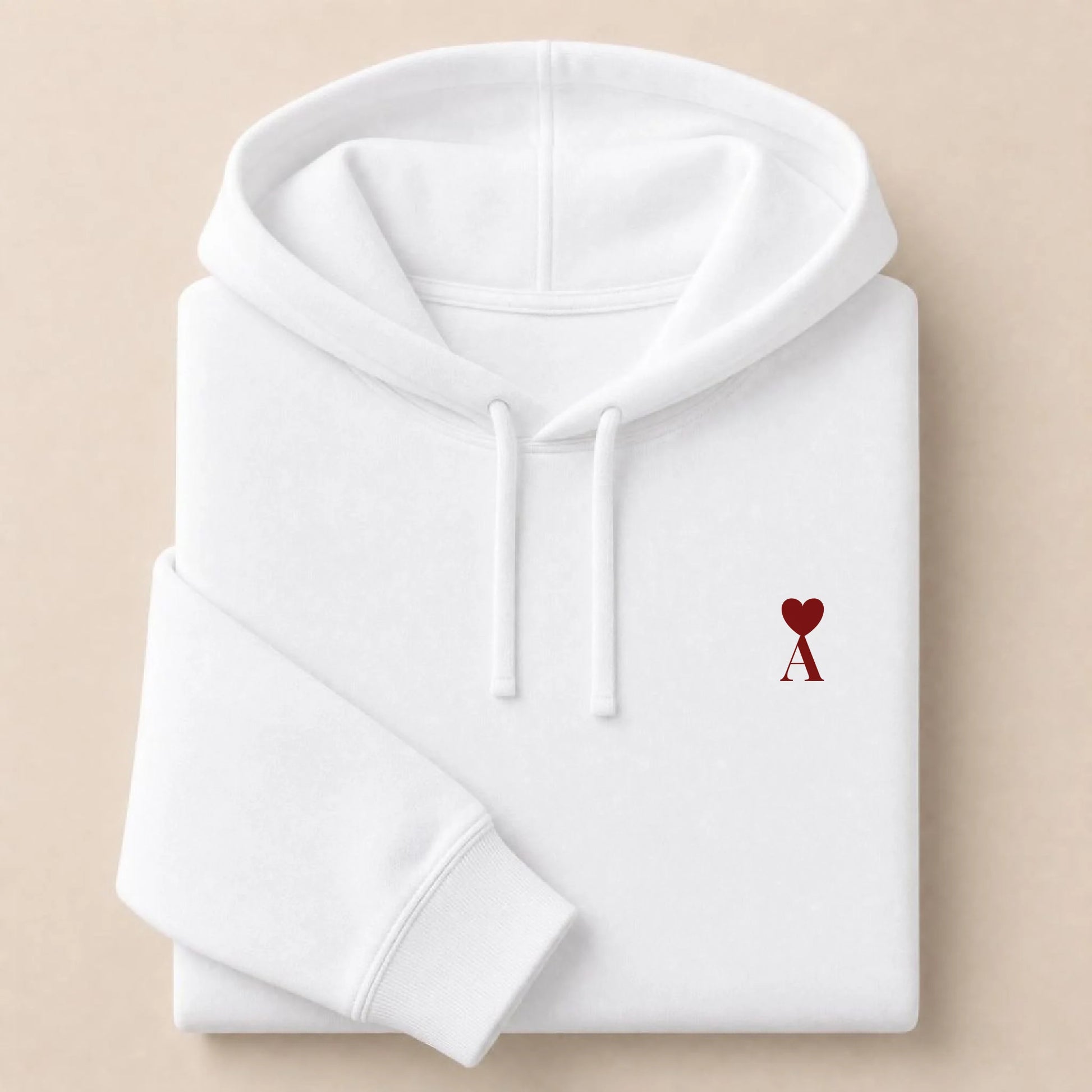 Sweat à capuche personnalisé couple initiale – Hoodie Broderie Droite Rouge