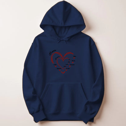 Sweat à capuche Maman ou Mamie personnalisé – Cœurs et prénoms – vue 7