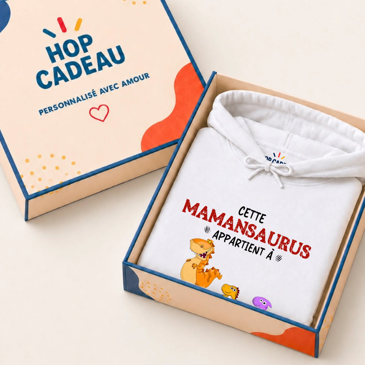 Sweat à capuche Maman personnalisé – Mamansaurus – vue 2