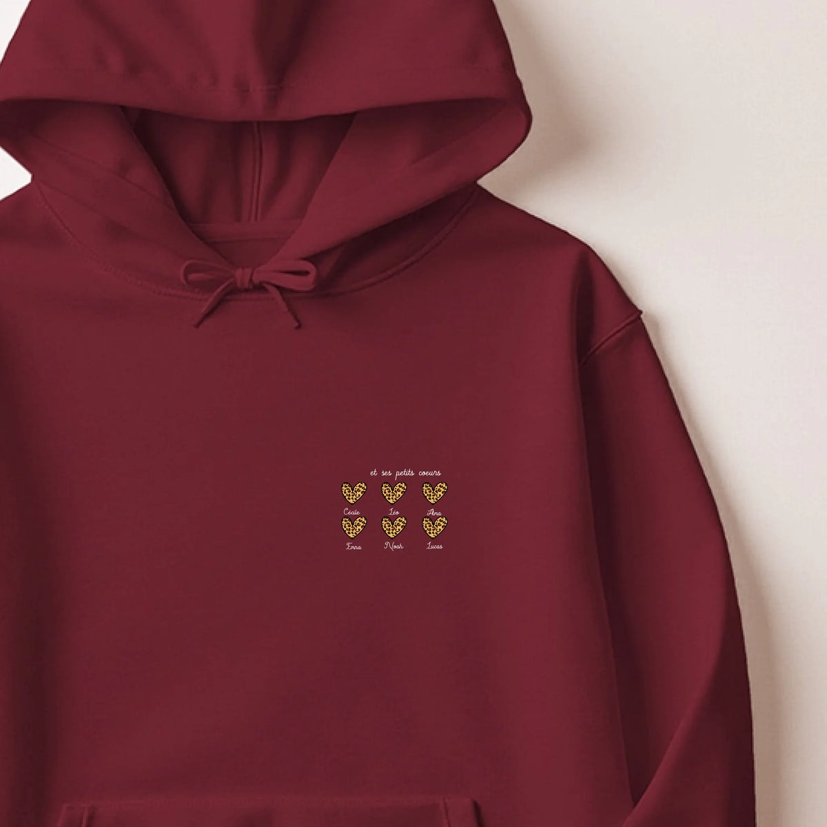 Sweat à capuche Maman personnalisé – Ses petits cœurs – vue 6