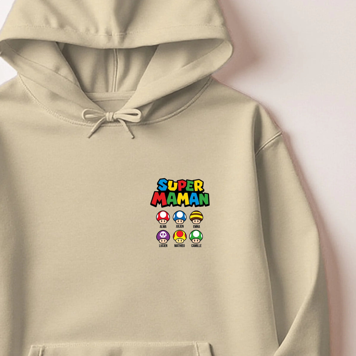 Sweat à capuche Super Maman personnalisé – Prénoms des enfants – vue 10
