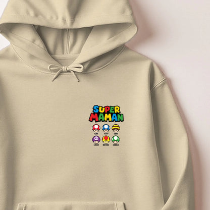 Sweat à capuche Super Maman personnalisé – Prénoms des enfants – vue 10