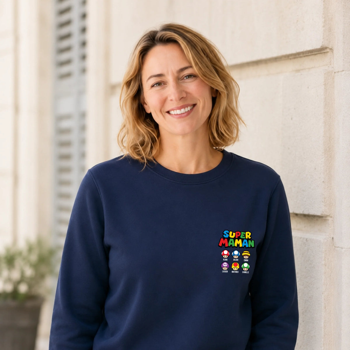 Sweat à capuche Super Maman personnalisé – Prénoms des enfants – vue 14
